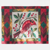 Kardinaal Bird Quilt, fleece deken – Levendig rood (Voorkant (Horizontaal))