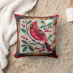 Kardinaal Bird Quilt, Sierkussen Levendige Rode Ka