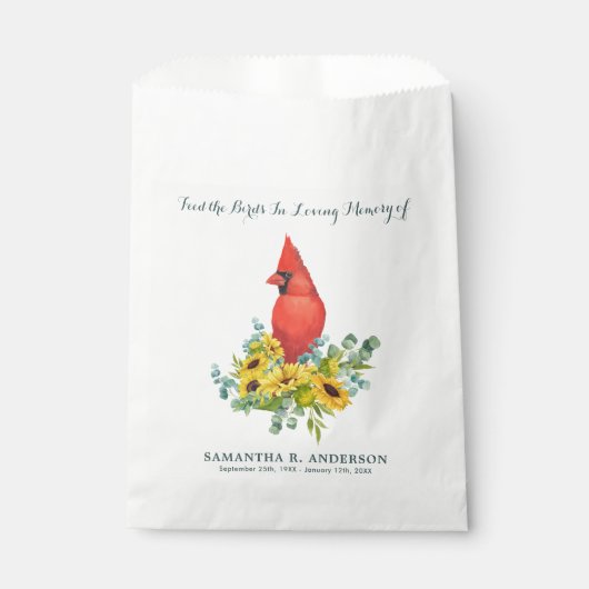 Kardinaal Bird Seed Packet Memorial Gift Begrafeni Bedankzakje (Voorkant)