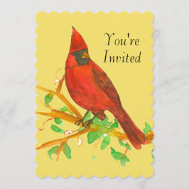 Kardinaal Bird Verjaardagsfeest Uitnodiging Geel
