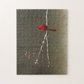 Kardinaal Bird Winter Berry Tree Legpuzzel (Verticaal)