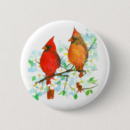 Kardinaal Birds Dogwood Tree Ronde Button 5,7 Cm