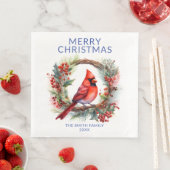 Kardinaal Blauw Kerstfeest Servet (Insitu)