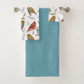 Kardinaal Blauwvogel Chickadee vogels blauw Bad Handdoek (Insitu)