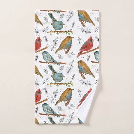 Kardinaal Blauwvogel Chickadee vogels blauw Bad Handdoek (Handdoek)