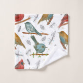 Kardinaal Blauwvogel Chickadee vogels blauw Bad Handdoek (Wasdoekje)