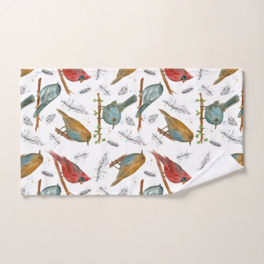 Kardinaal Blauwvogel Chickadee vogels blauw Bad Handdoek (Handdoek)