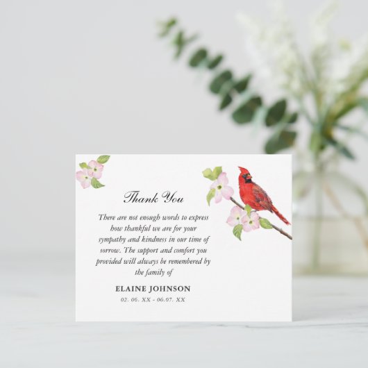Kardinaal Bloemen Begrafenis Sympathie Dank u Bedankkaart (Staand voorkant)