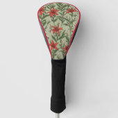 Kardinaal bloemen en bladeren patroon golfheadcover (Voorkant)