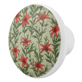 Kardinaal bloemen en bladeren patroon keramische knop