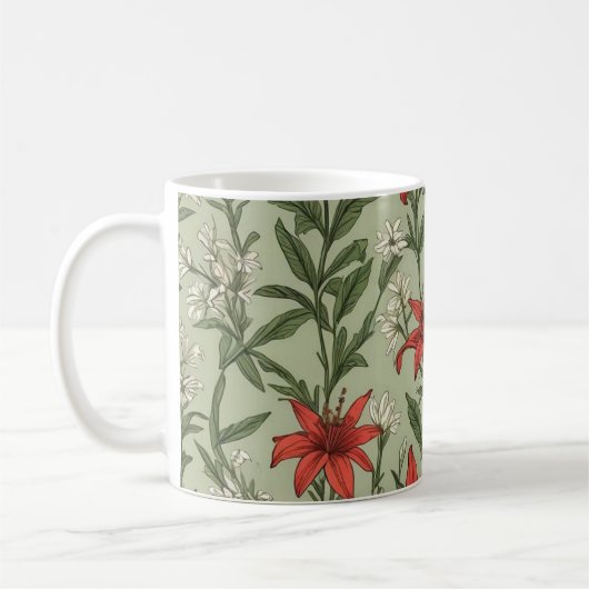 Kardinaal bloemen en bladeren patroon koffiemok (Links)