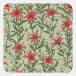 Kardinaal bloemen en bladeren patroon vierkante sticker