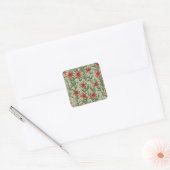 Kardinaal bloemen en bladeren patroon vierkante sticker (Envelop)
