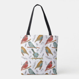 Kardinaal Bluebird Chickadee Waterverf Birds Tote Bag