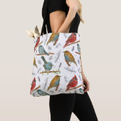 Kardinaal Bluebird Chickadee Waterverf Birds Tote Bag (Dichtbij)