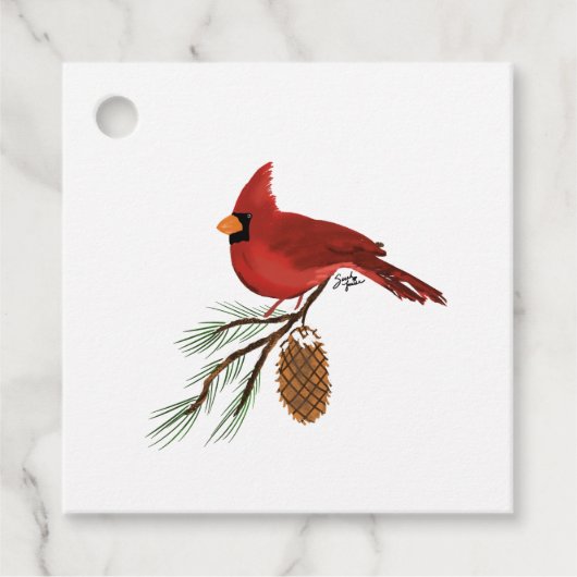 Kardinaal Cadeautags - Vierkant Bedankjes Labels (Voorkant)