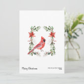 Kardinaal Cottage Shabby Waterverf Kerst Feestdagenkaart (Staand voorkant)