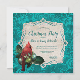 Kardinaal en Blauwgroen blauw kerstfeest Kaart