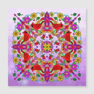 Kardinaal en bloemen Mandala