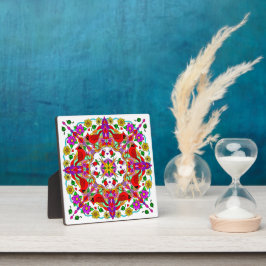 Kardinaal en bloemen Mandala Fotoplaat