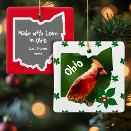 Kardinaal en Buckeyes Ohio Kerstmis Keramisch Ornament