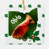 Kardinaal en Buckeyes Ohio Kerstmis Keramisch Ornament (Voorkant)