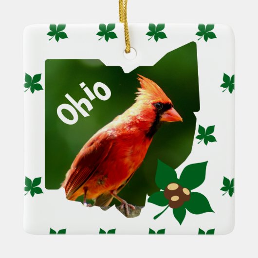 Kardinaal en Buckeyes Ohio Kerstmis Keramisch Ornament (Voorkant)