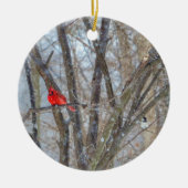 Kardinaal en cichorei keramisch ornament (Voorkant)