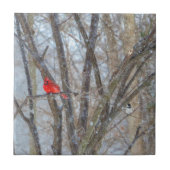 Kardinaal en cichorei tegeltje (Voorkant)
