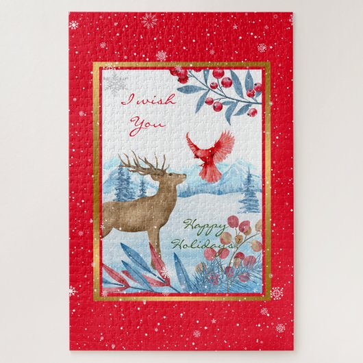 Kardinaal en deer aanpassen legpuzzel (Verticaal)