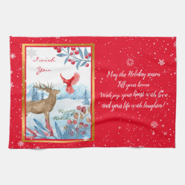 Kardinaal en deer aanpassen theedoek