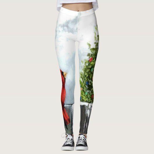 Kardinaal en een kerstboom leggings (Voorkant)