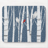 Kardinaal en eigenaar in sneeuwvlokken muismat (Voorkant)