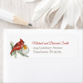 Kardinaal- en Evergreen-kerstWaterverf Etiket (Insitu)