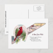 Kardinaal en Hoefijzer  Nieuwjaar Feestdagenkaart (Voorkant / Achterkant)