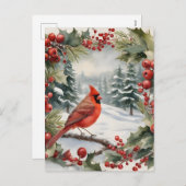 Kardinaal en Holly Holiday Briefkaart (Voorkant / Achterkant)