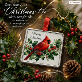 Kardinaal en Hulst met Kerstmis Metalen Ornament