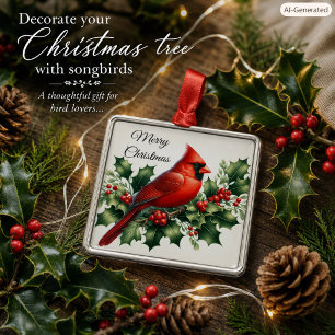 Kardinaal en Hulst met Kerstmis Metalen Ornament