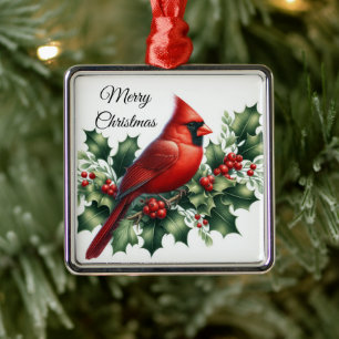 Kardinaal en Hulst met Kerstmis Metalen Ornament