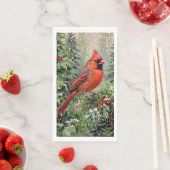 Kardinaal en hulstbladeren met Kerstmis Servet (Insitu)