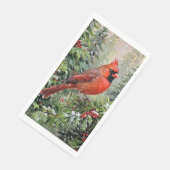 Kardinaal en hulstbladeren met Kerstmis Servet (Hoek)