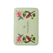 Kardinaal en Hummingbird met Roze Lily en Ivy Badmat (Voorkant Verticaal)