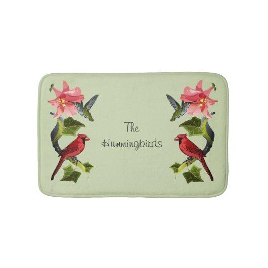 Kardinaal en Hummingbird met Roze Lily en Ivy Badmat (Voorkant)