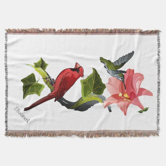 Kardinaal en Hummingbird met Roze Lily en Ivy Deken (Voorkant)