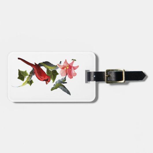 Kardinaal en Hummingbird Roze Lily Gepersonaliseer Bagagelabel (Voorkant horizontaal)