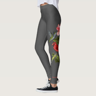 Kardinaal en Hummingbird Roze Lily Gepersonaliseer Leggings
