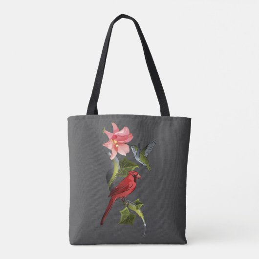 Kardinaal en Hummingbird Roze Lily Gepersonaliseer Tote Bag (Achterkant)