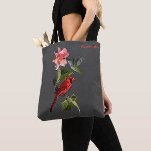 Kardinaal en Hummingbird Roze Lily Gepersonaliseer Tote Bag