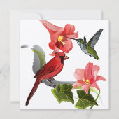 Kardinaal- en Hummingvogel met Lilies en Ivy Kaart (Voorkant)