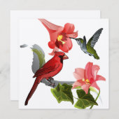 Kardinaal- en Hummingvogel met Lilies en Ivy Kaart (Voorkant / Achterkant)